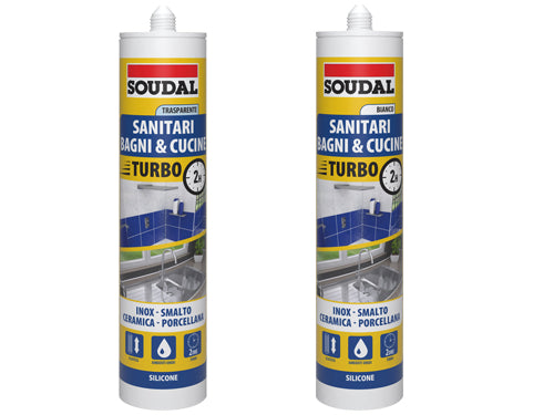 SILICONE ACETICO SANITARI 'TURBO' SOUDAL 300 ml - Trasparente