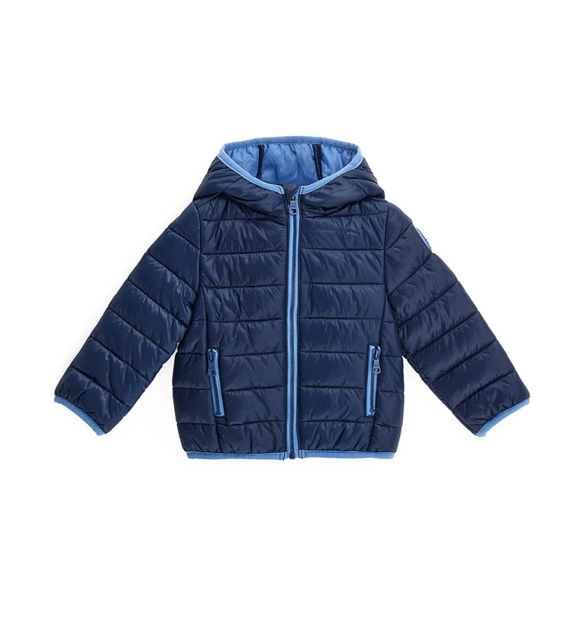 GEFÜTTERTE JACKE MIT KAPUZE BLAU Gr. M (48-50)