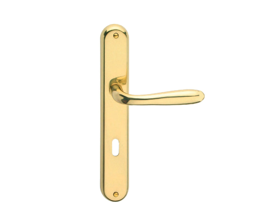 MANIGLIA 'AMALFI' CON PLACCA  Colore Oro lucido - Interasse 70 mm