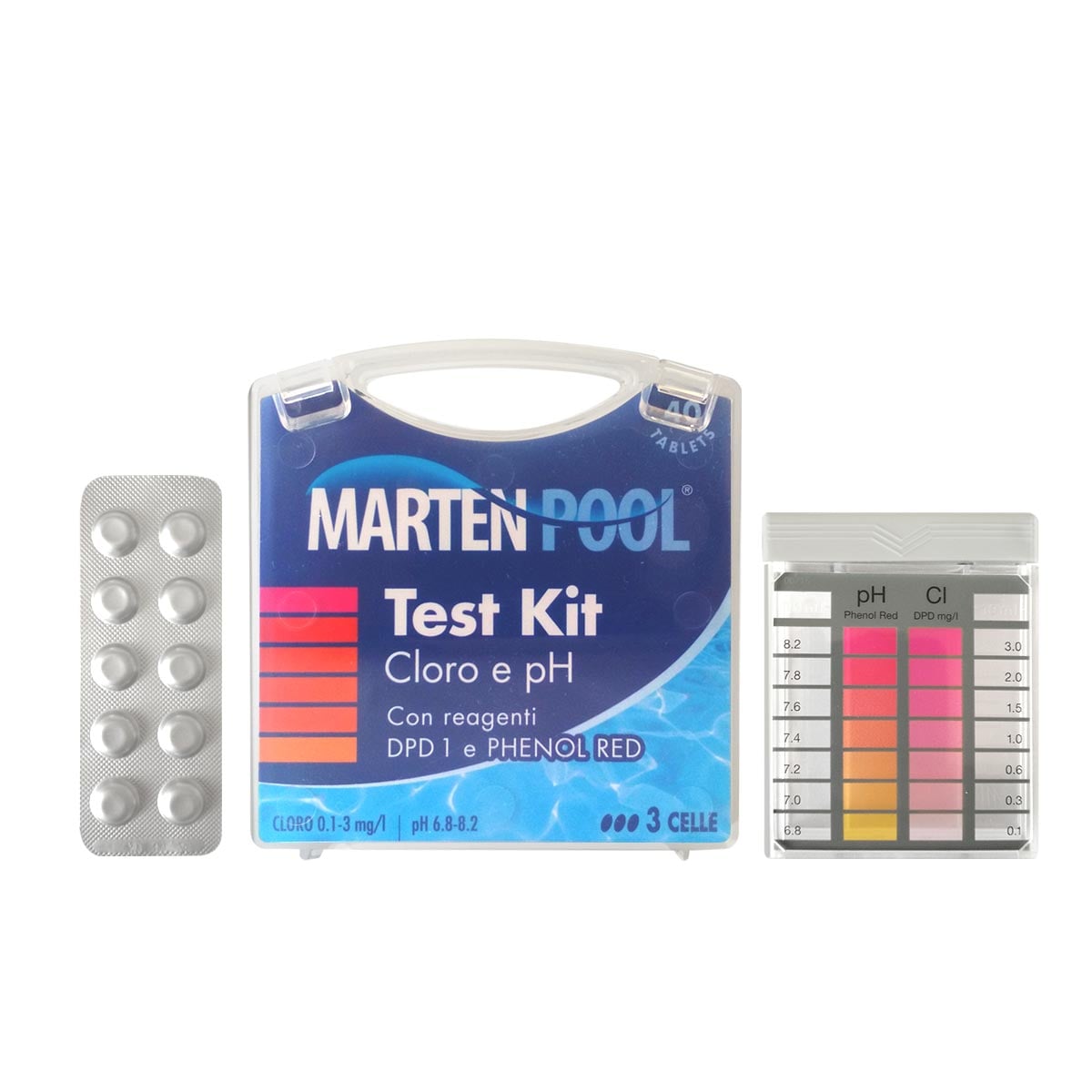 TEST FÜR POOLS CHLOR UND PH MIT REAGENZIEN UND TABLETTEN 40 Tabletten