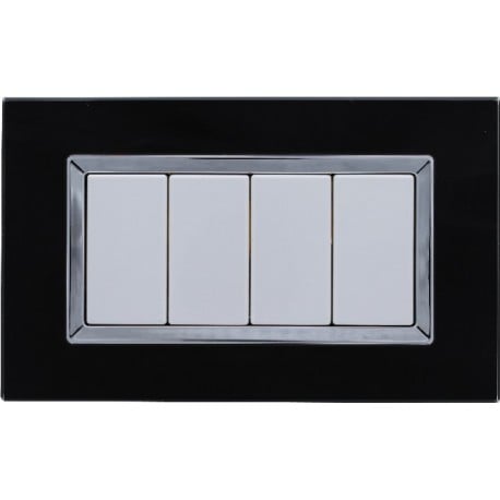 Abdeckplatte für Schalter, schwarz, 'SOLAR', 4 Module
