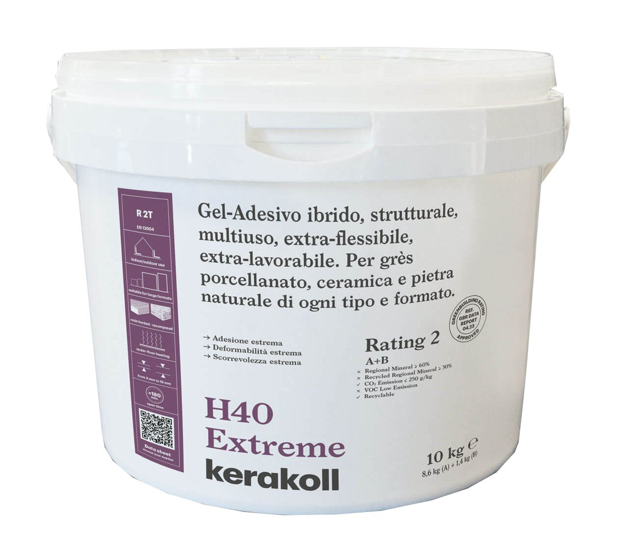 COLLA PER PIASTRELLE IN PASTA 'H40 EXTREME' KERAKOLL 10 Kg - Colore Bianco