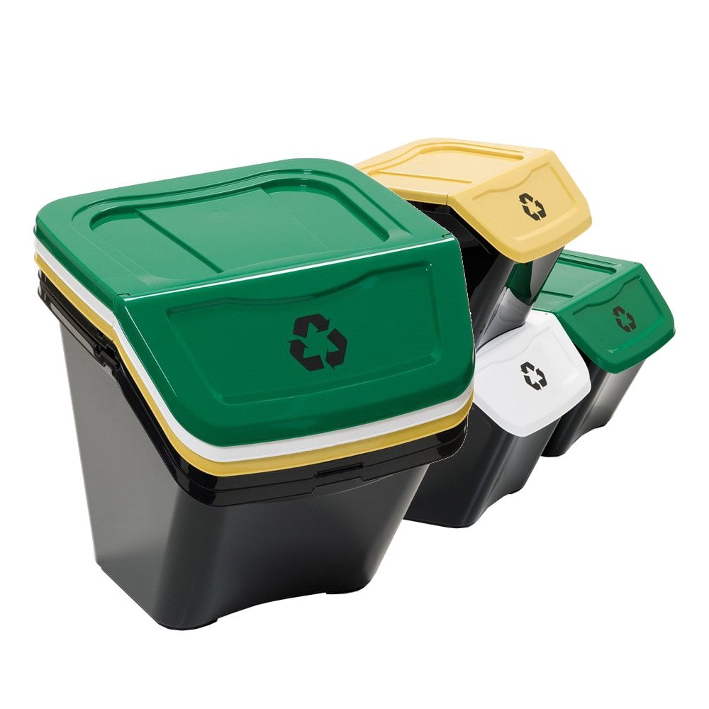 SET PATTUMIERE PER LA RACCOLTA DIFFERENZIATA 'ECOBIN' Confezione 3 pezzi - 30 lt - cm 39x39x33h