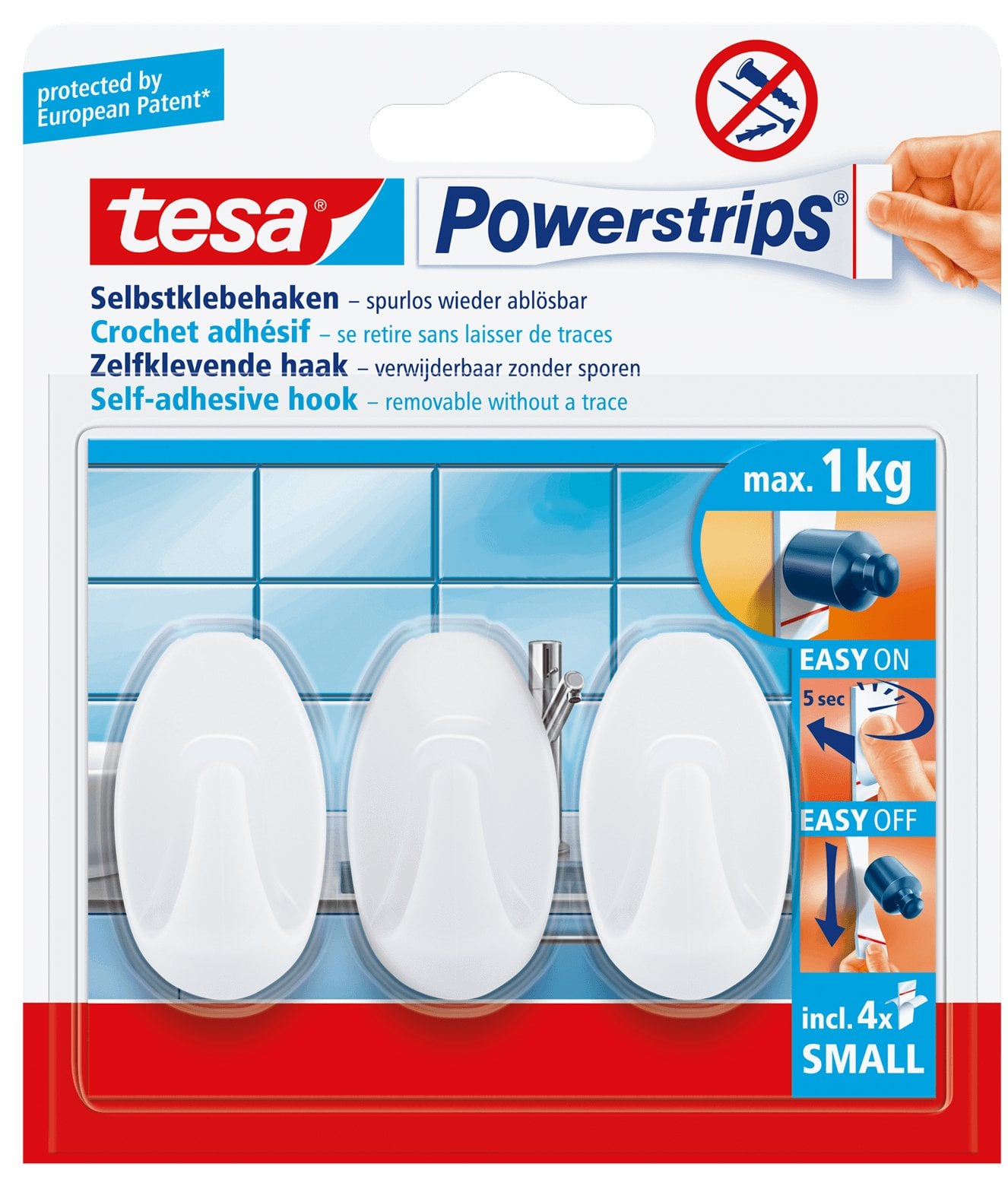 GANCIO OVALE 'POWERSTRIPS®' SMALL 3 ganci + 4 strisce
