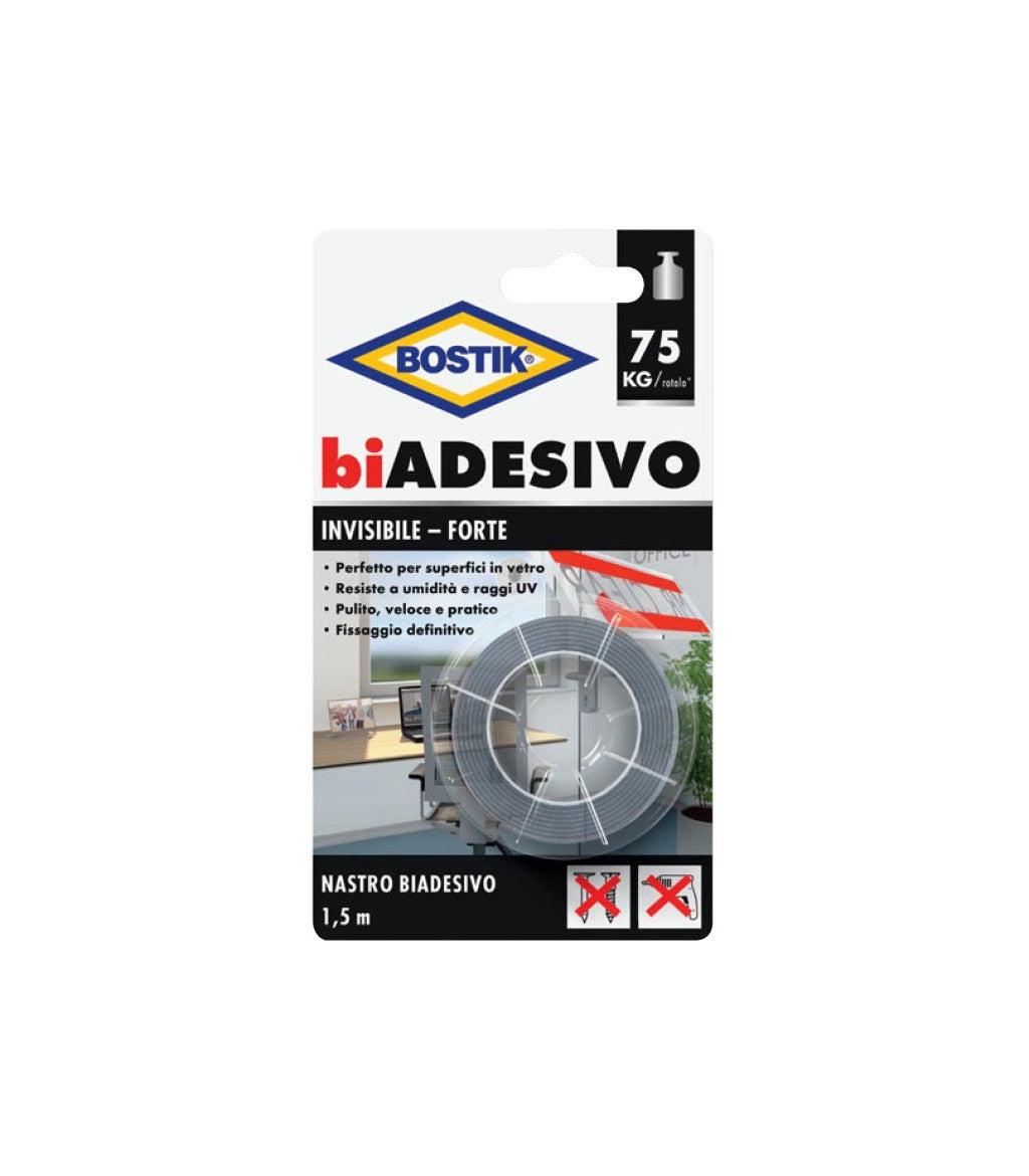 RUBAN ADHÉSIF DOUBLE FACE « INVISIBLE » BOSTIK 19 mm x 1,5 m