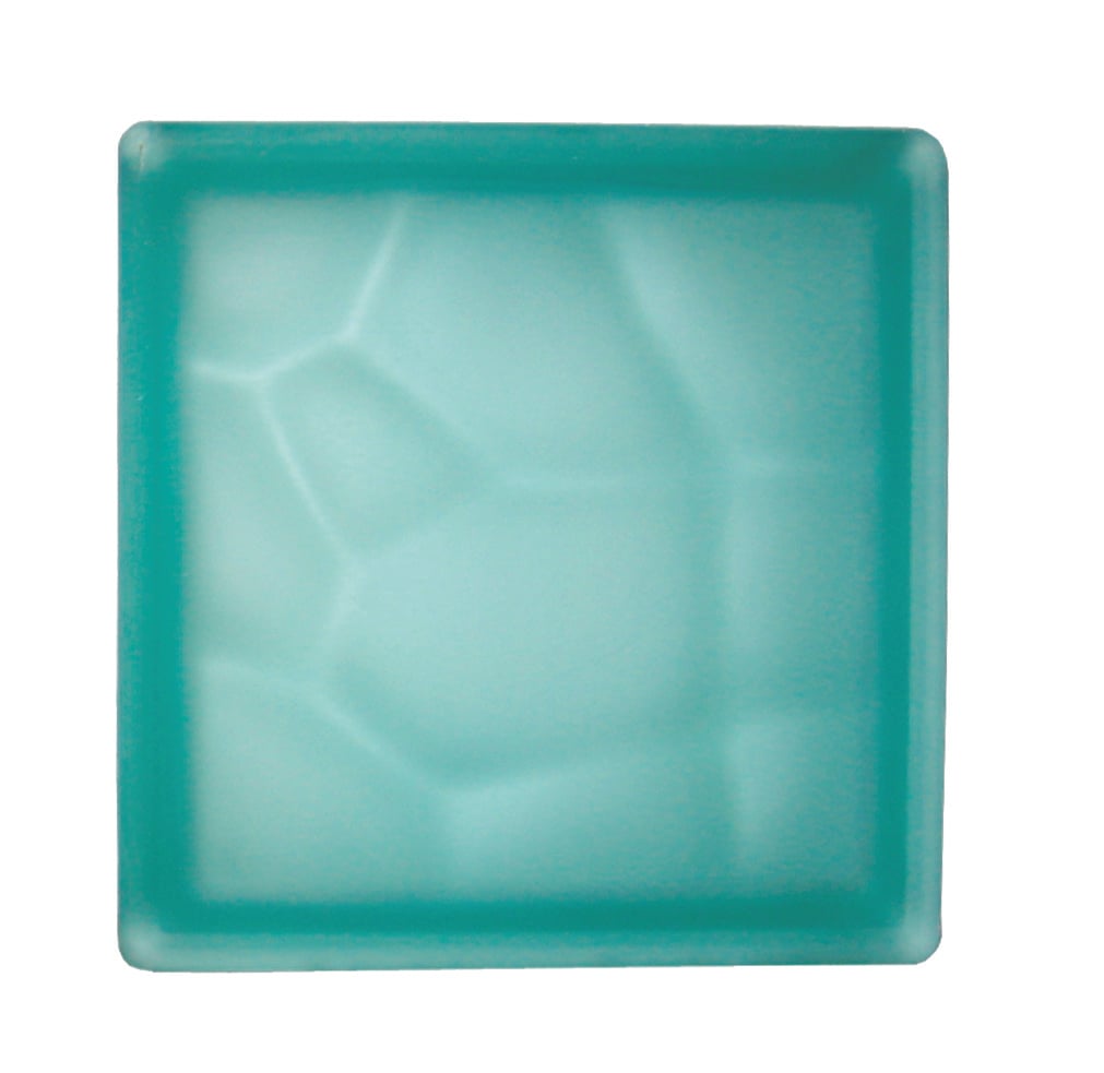 BRIQUE DE VERRE ONDULÉE VERT SATINÉ 19x19x8 cm