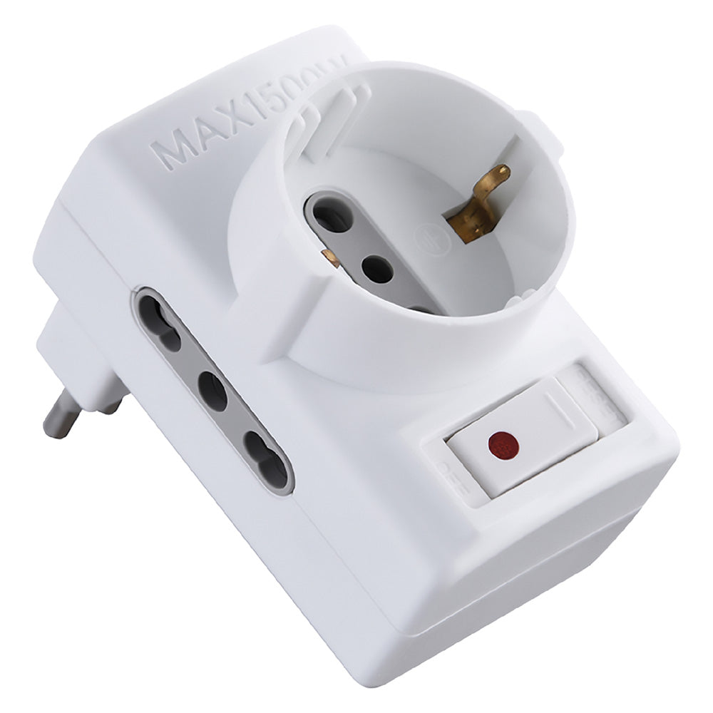 DREIFACH-ADAPTER MIT ÜBERLASTSCHUTZ Stecker 2P+T10A - Art.-Nr. 70025