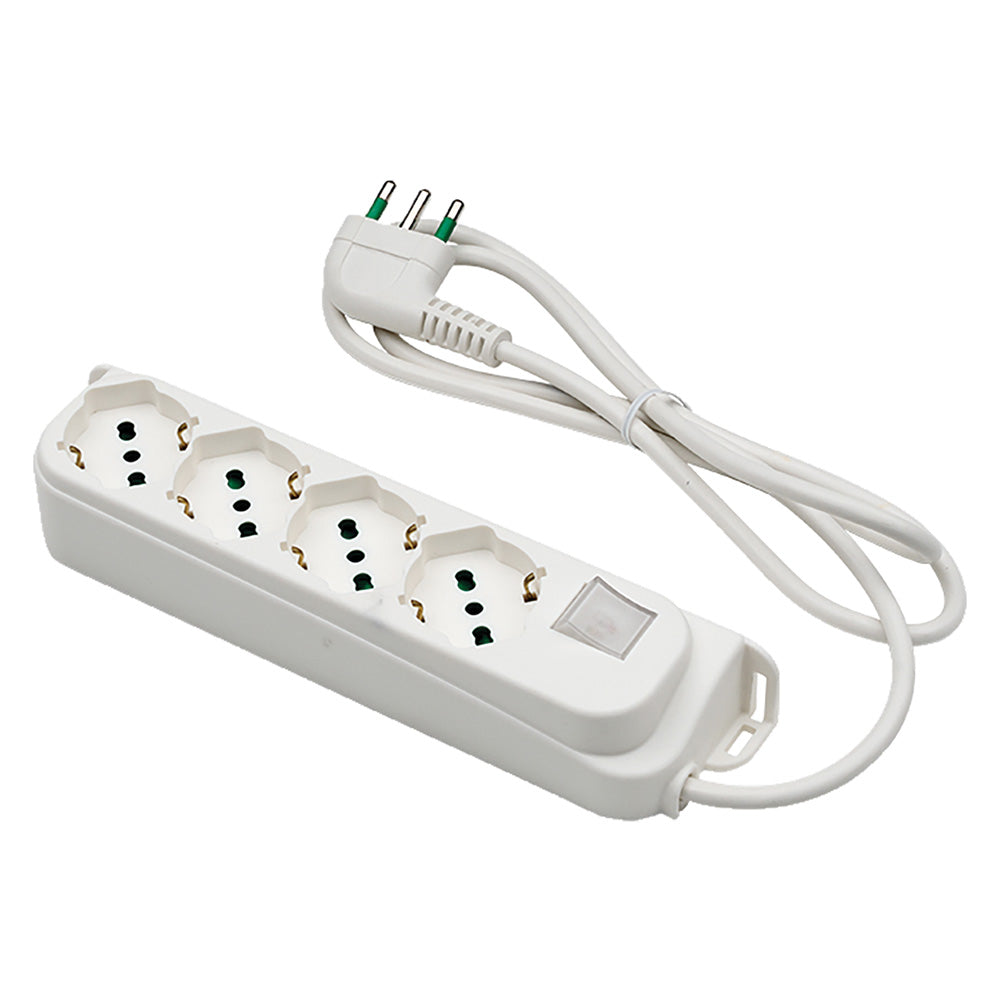 MEHRFACHSTECKDOSENLEISTE MIT SCHALTER 8-fach / Stecker 2P+T 16A - weiß