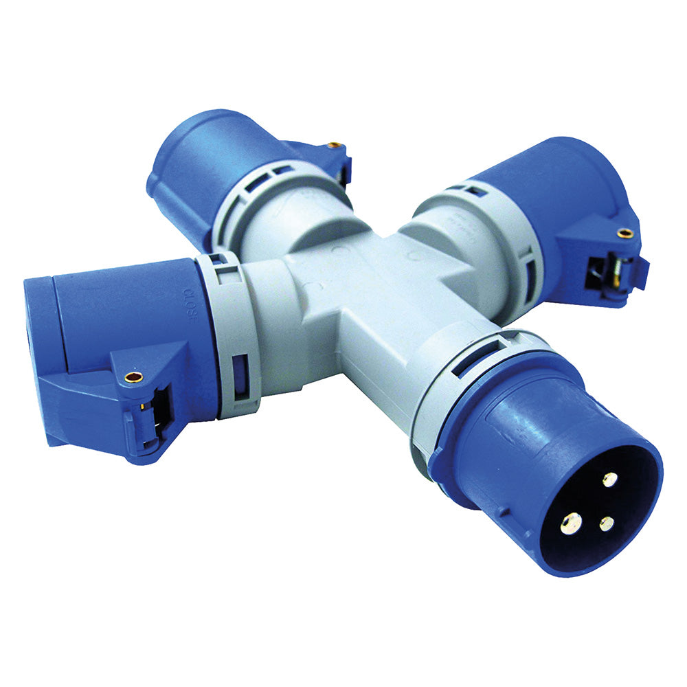 INDUSTRIESTECKDOSENADAPTER DREIFACH blau - Art.80800
