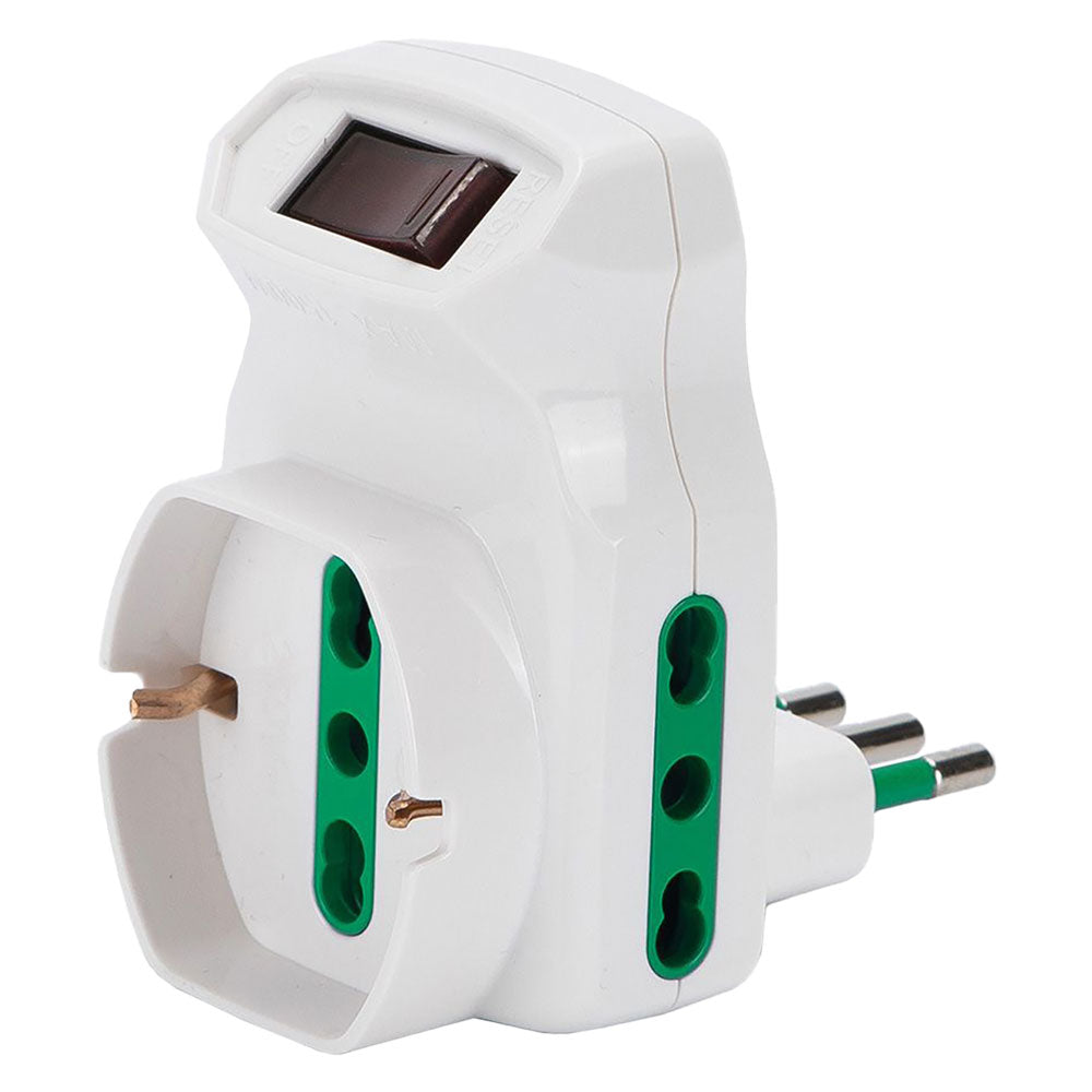 DREIFACH-ADAPTER MIT ÜBERLASTSCHUTZ Stecker 2P+T10A – schwarz – Art. 87317
