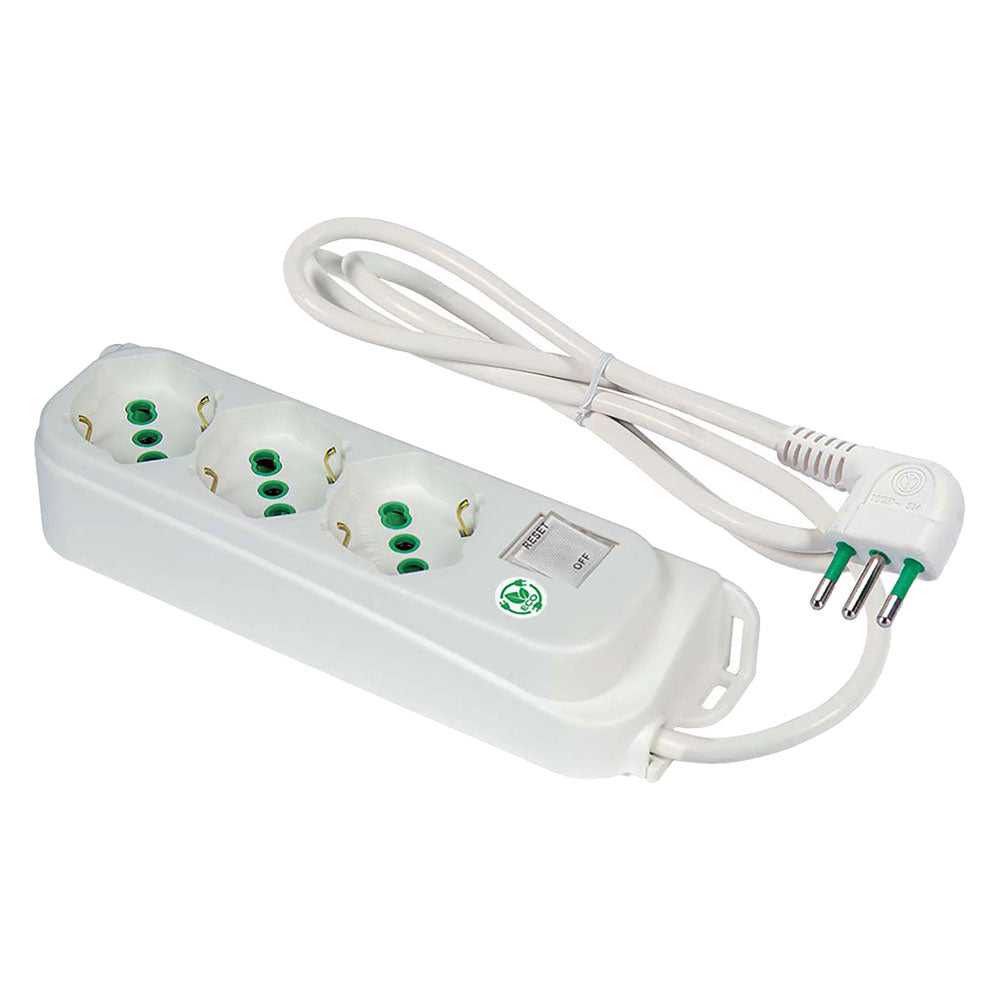 MEHRFACHSTECKDOSE MIT SCHALTER 'ECO RELIFE' 3 Steckdosen / Stecker 2P+T 10A - weiß