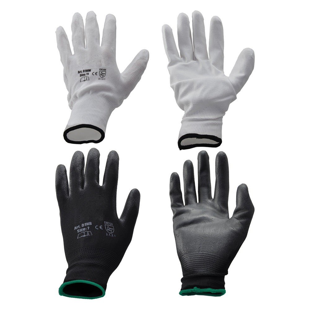 GANTS POLYESTER / POLYURÉTHANE T. 7 (S) - paume blanche