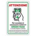 PANNEAU "ACCÈS SUR PRÉSENTATION DU PASS SANITAIRE" 20 x 30 cm - aluminium