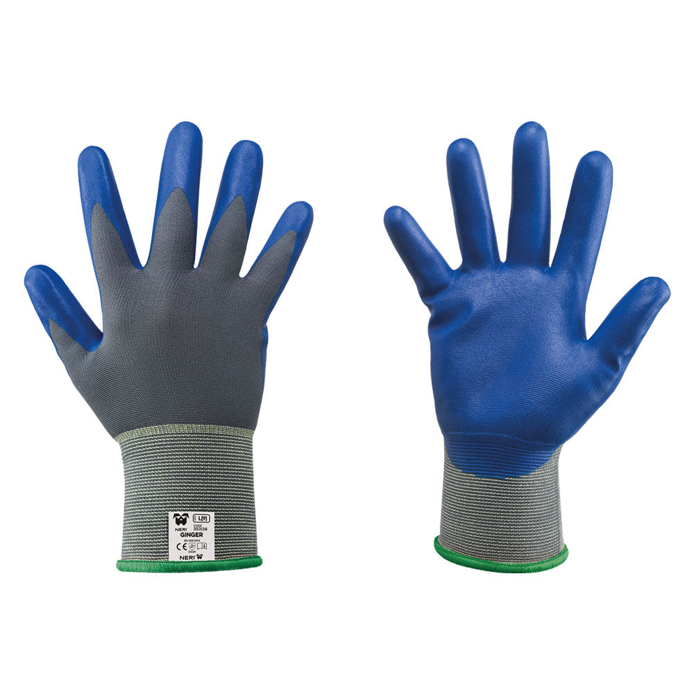 GUANTI NITRILE/NYLON 'GINGER' Tg. 8 - colore blu/grigio