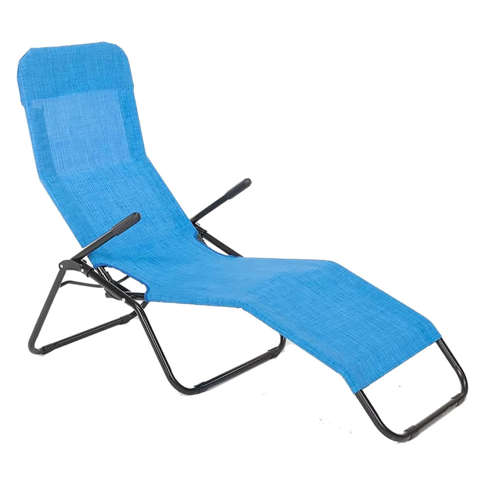 CHAÎSE LONGUE PLIANTE AVEC ACCOUDOIRS 'TROPEA' toile bleue