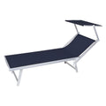 STRANDLIEGE MIT SONNENDACH cm 189 x 61 x H 38 – marineblaues Tuch