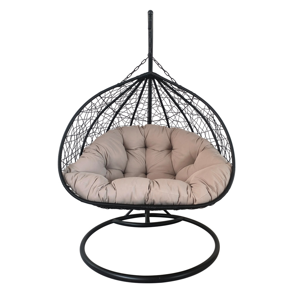 FAUTEUIL SUSPENDU XL « DOHA » coussin gris clair format XL - assise large