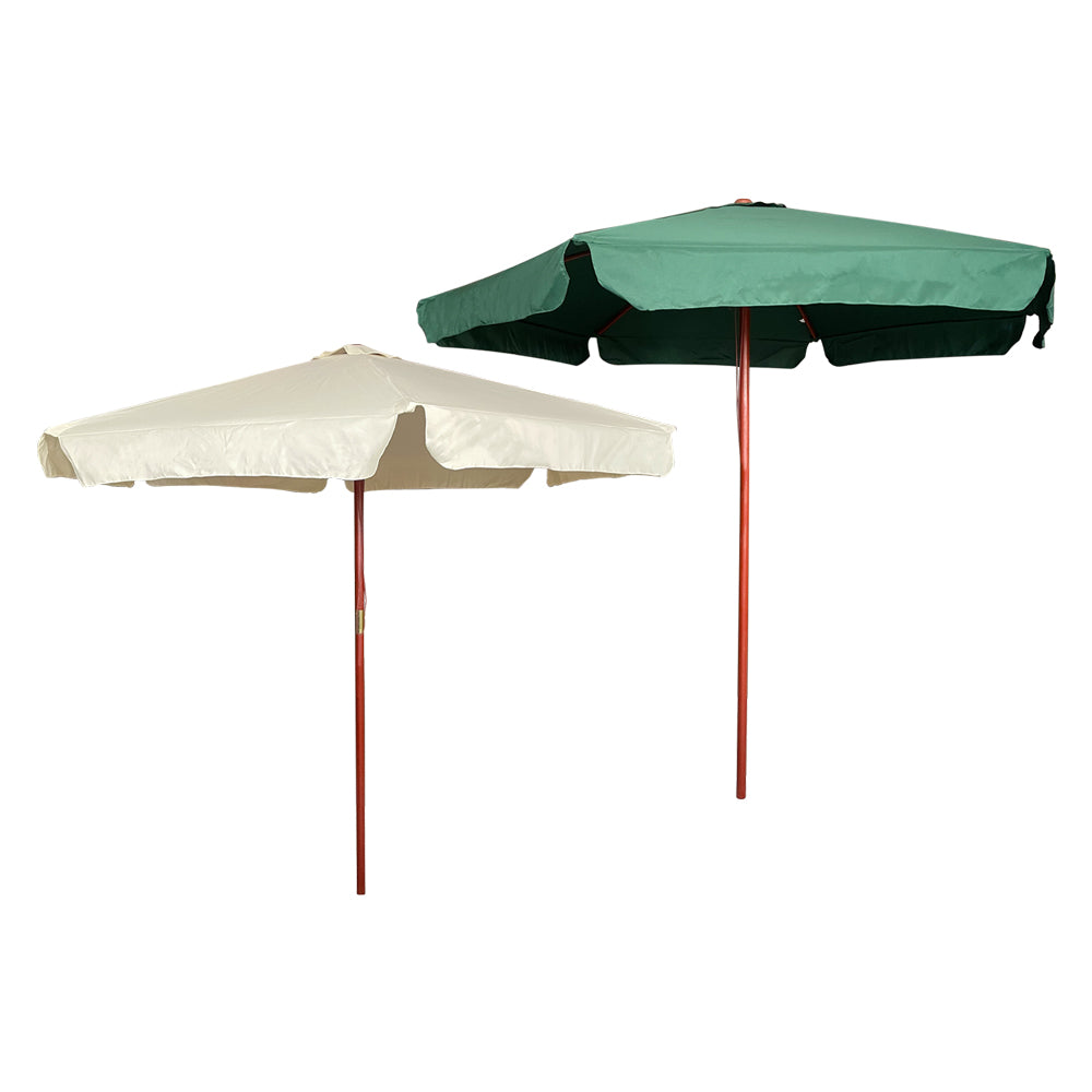 PARASOL ROND EN BOIS Ø 250 cm - mât 38 mm - 6 baleines - vert