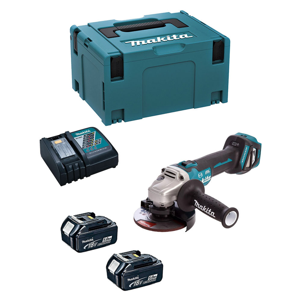 SMERIGLIATRICE ANGOLARE A BATTERIA 'DGA513RTJ' 18V batt.5,0 Ah Litio - 2 batterie
