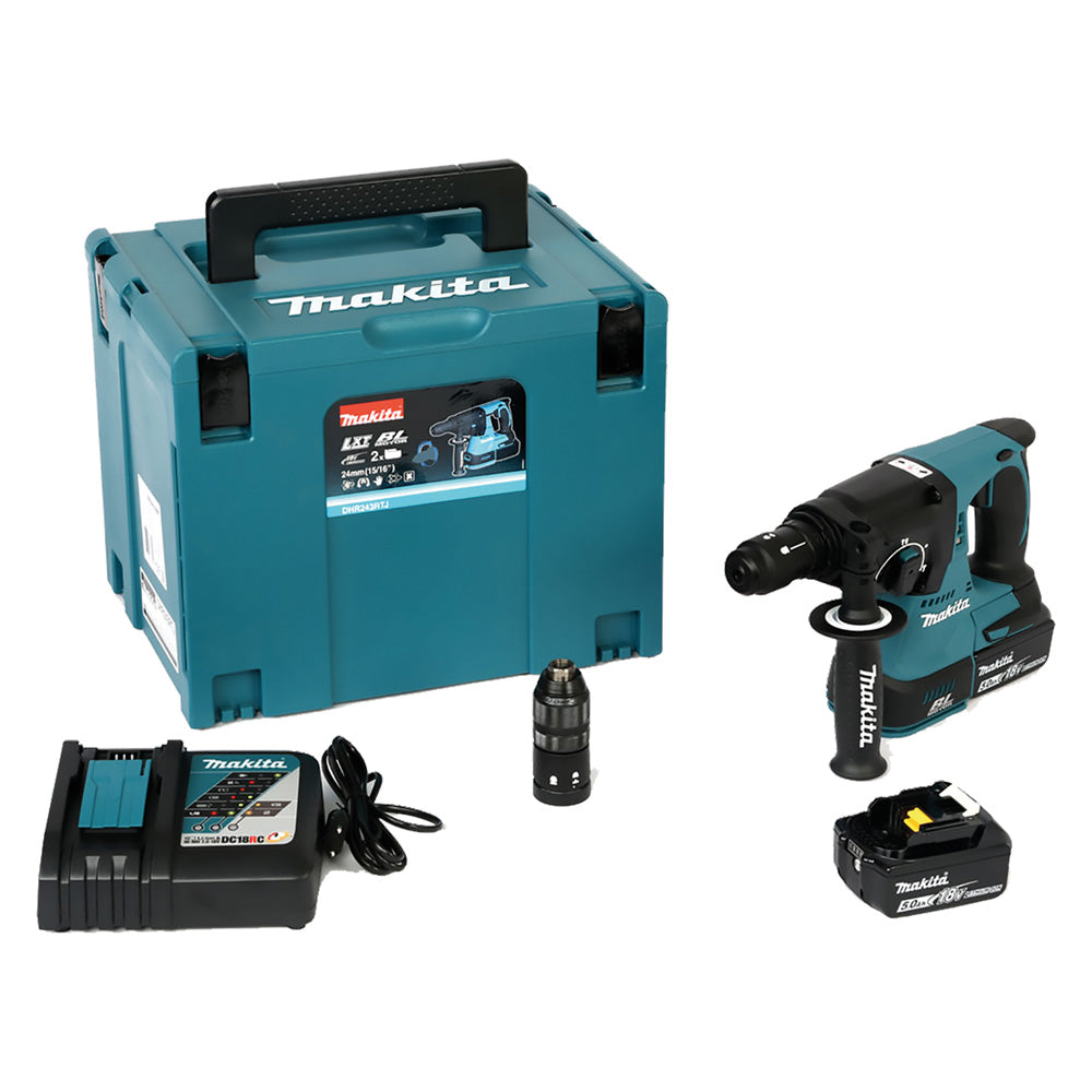 PERFORATEUR-BURINEUR À BATTERIE « DHR243RTJ-B » 18V – 2 x 5 Ah Lithium