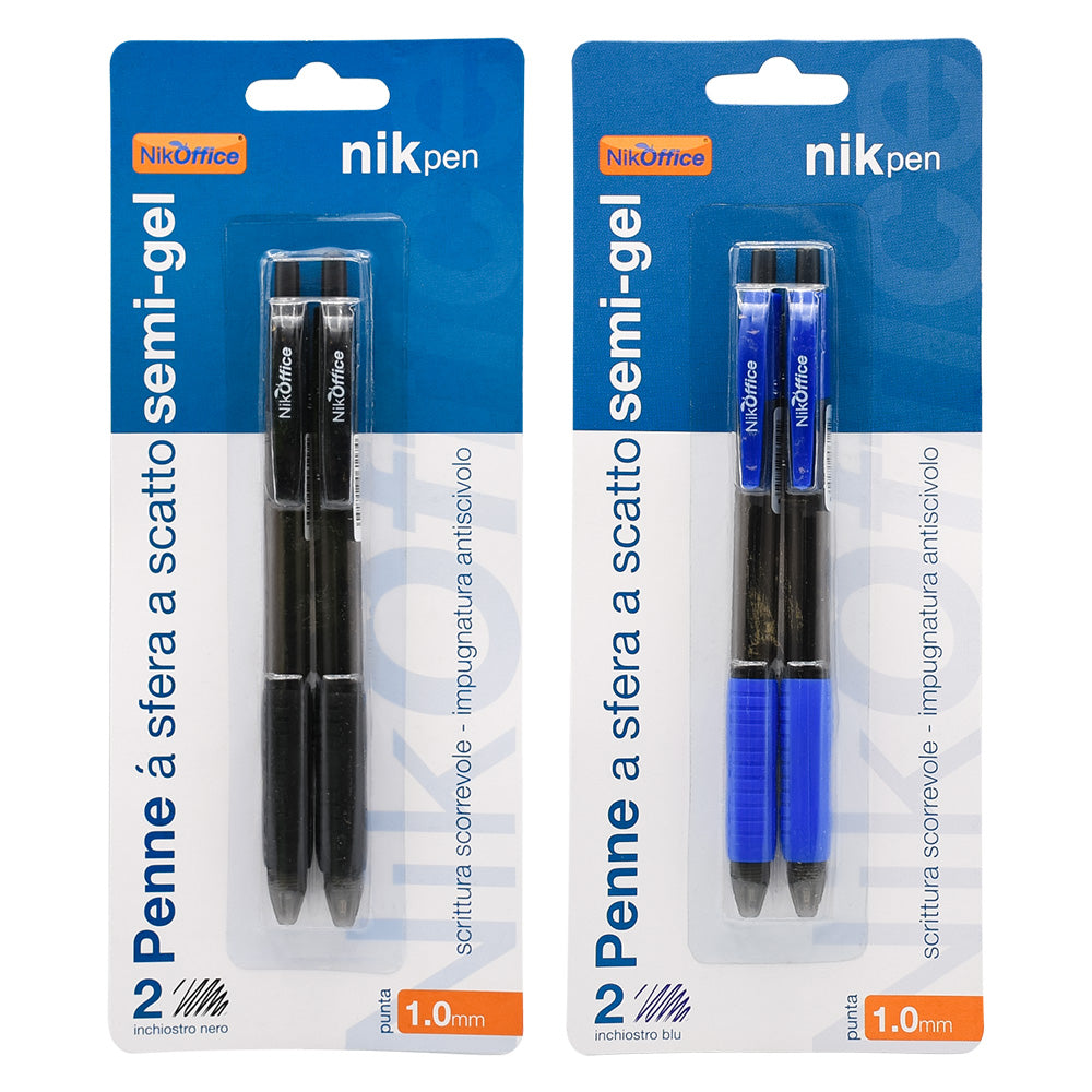 STYLO-BILLE RÉTRACTABLE AVEC CLIP encre noire - 2 pièces